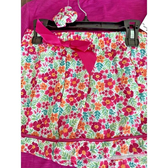 Max & Olivia Big Girls Pajama Set T-shirt and Shorts w/ Scrunchie 3 Piece Pink L - Picture 4 of 4